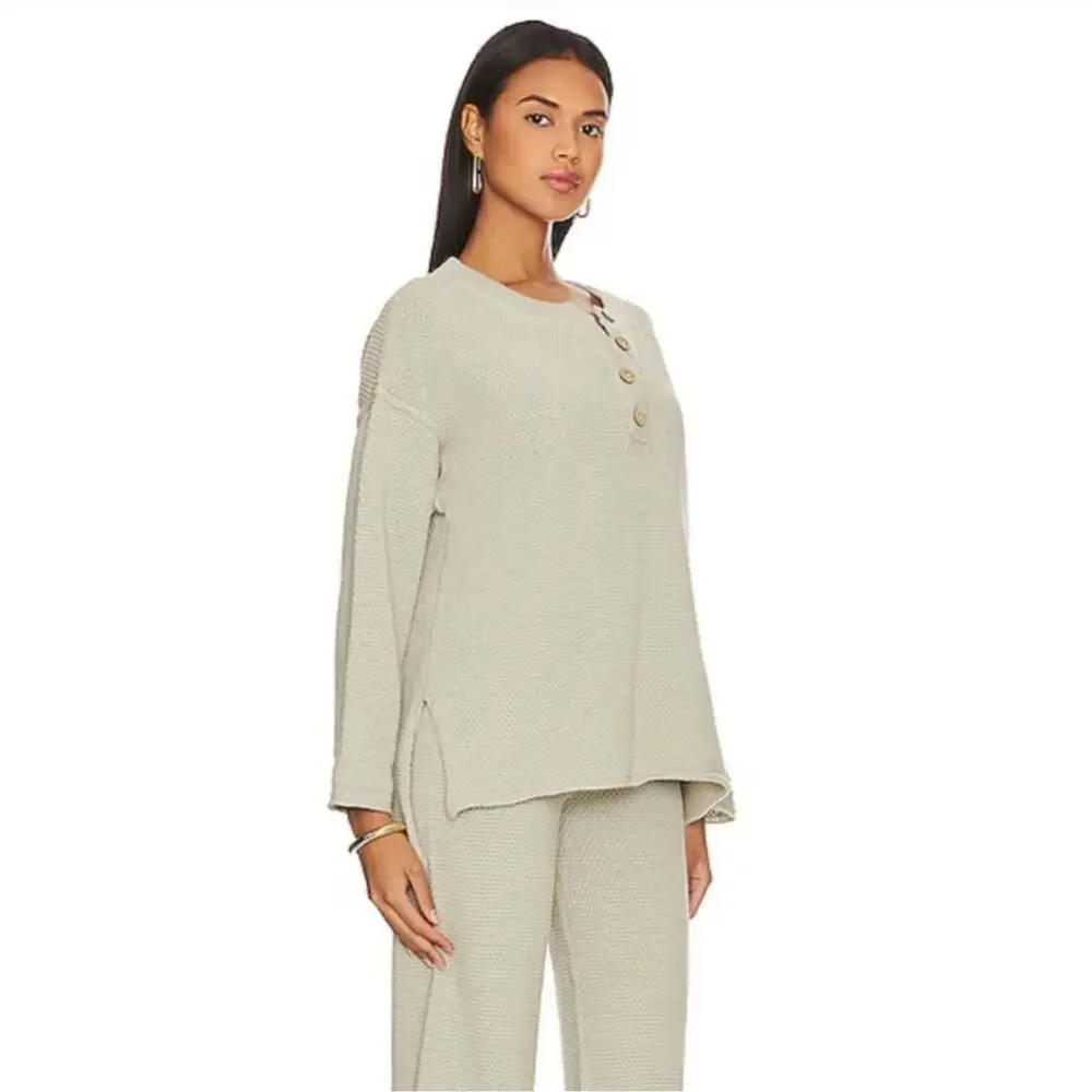 Free People Haliee Sweater Set Sz Small New BIEGE - Picture 2 of 6